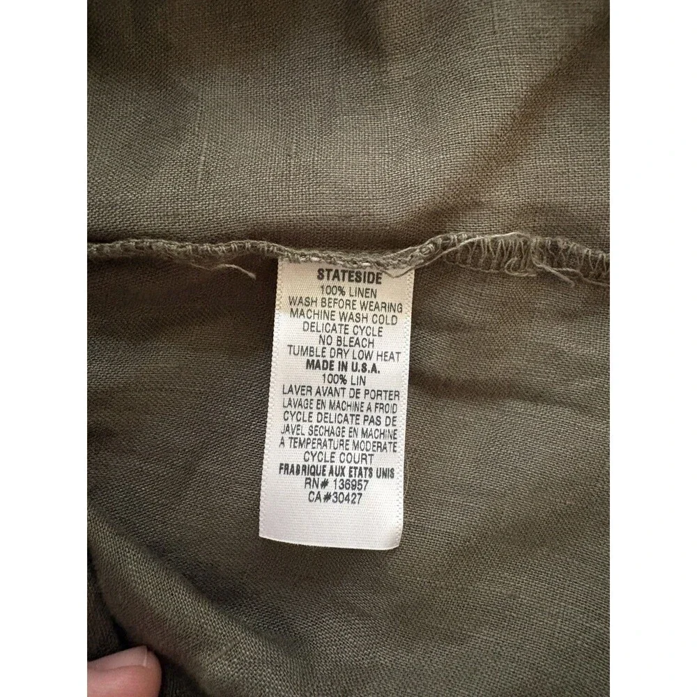 Stateside Linen Ruched Front Slit Skirt in Army Green Knee Length Size US XS